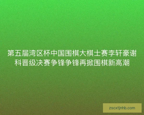 第五届湾区杯中国围棋大棋士赛李轩豪谢科晋级决赛争锋争锋再掀围棋新高潮