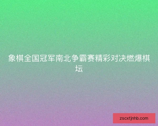 象棋全国冠军南北争霸赛精彩对决燃爆棋坛 象棋全国冠军南北争霸赛精彩对决燃爆棋坛
